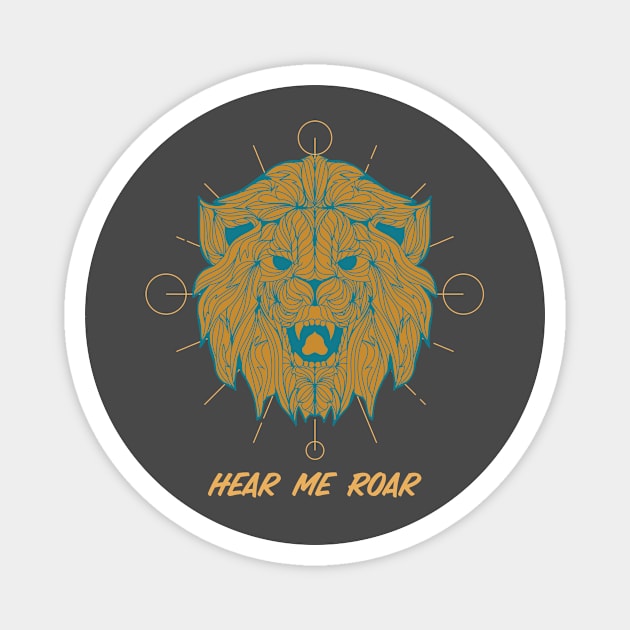 Hear Me Roar Lions Head Lion Magnet by Tip Top Tee's